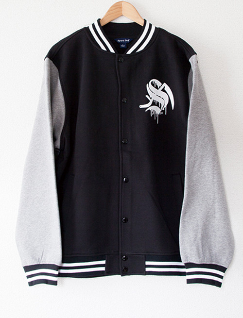 【stay sick clothing】goon squad varsity jacket (black/gray)