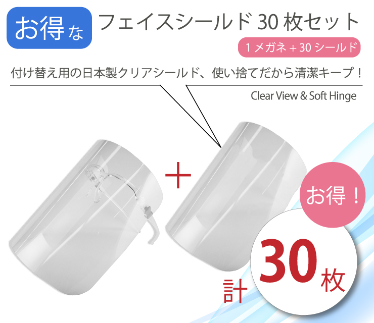 【発送開始！】ディスポーザブル日本製フェイスシールドが、 【シールド1枚当たり：約134円（税込）】