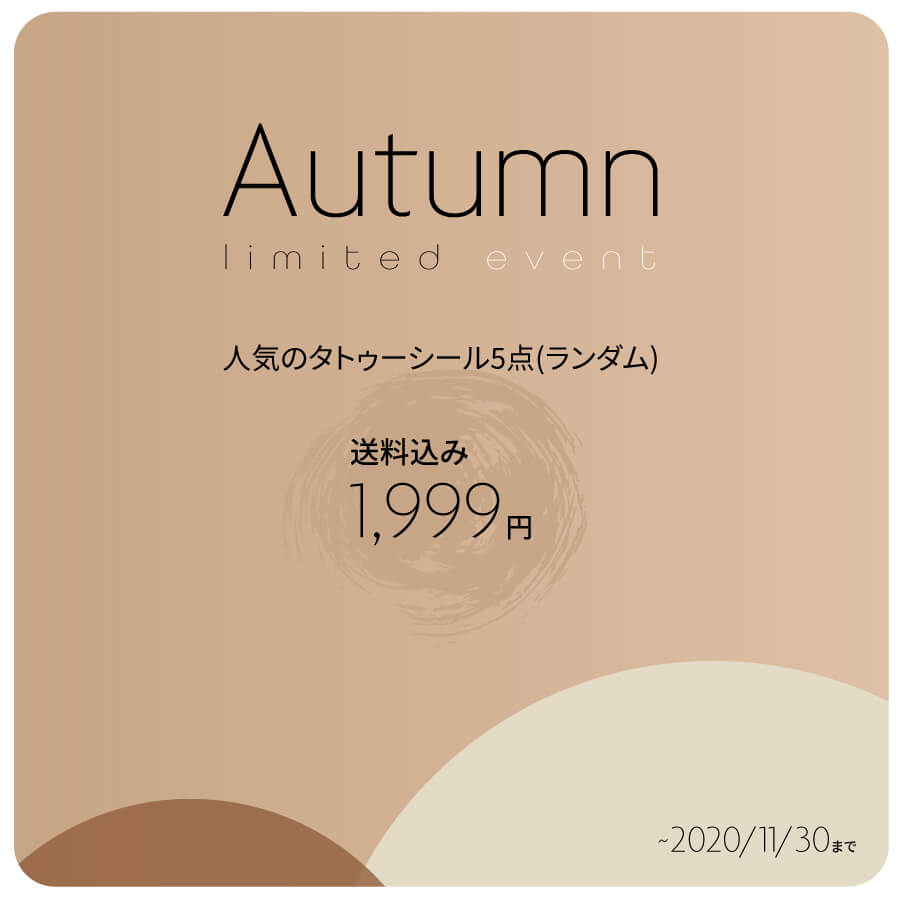 BASE限定 秋の福袋 人気のタトゥーシール5点 ランダム 送料込み 1999円
