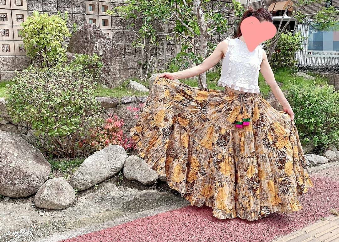 オータム色の花柄♡フレアたっっぷりがとってもキュートなロングスカート☆