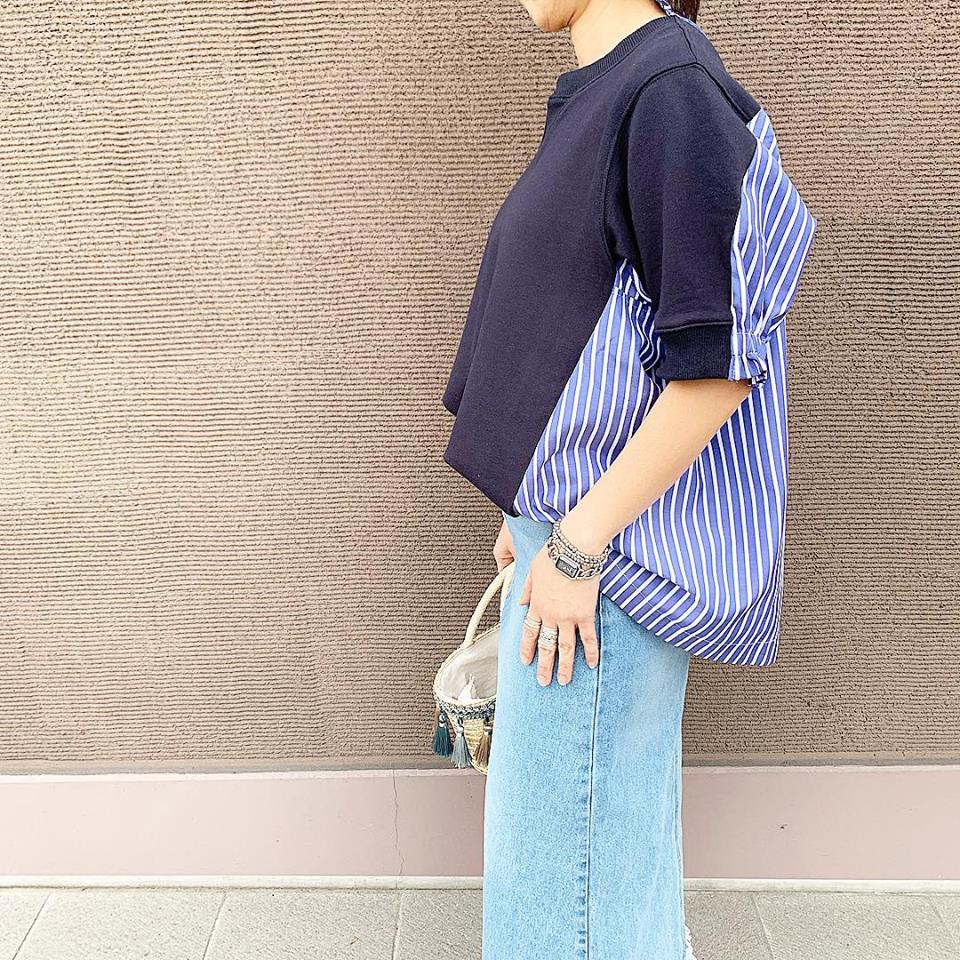 micallemicalle シャツレイヤード半袖スウェット　