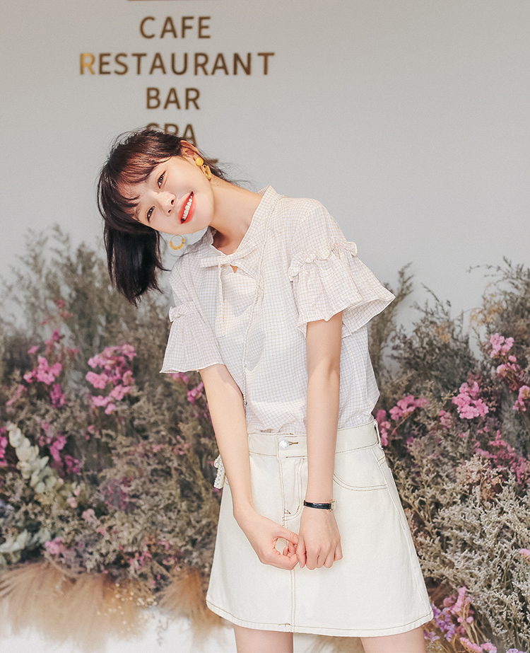 大人ガーリーな雰囲気が魅力的 ギンガムチェック カットソー Base Mag