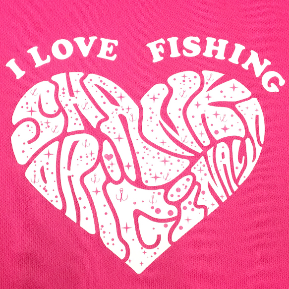 可愛いI LOVE FISHING PARKAの登場です☆ハートで可愛く仕上がりました☆