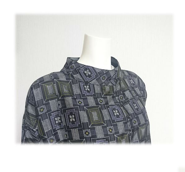 10＊大島紬リメイクスレトロデザインプリングコート(黒×紫）