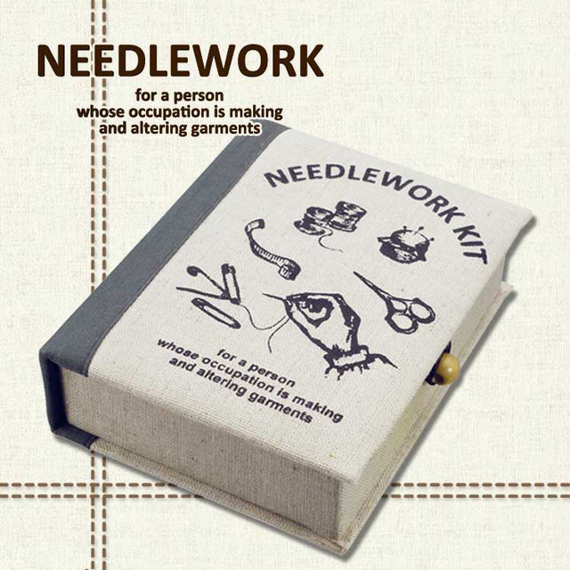 おしゃれでかわいいナチュラルアンティークソーイングボックス Needle Work ソーイングボック Base Mag