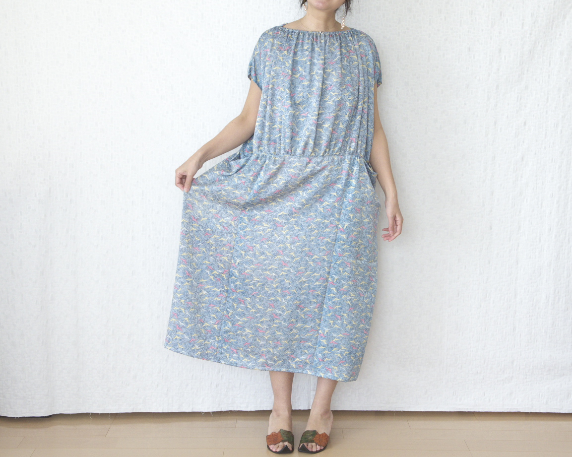 着物リメイク シルク100 たっぷりギャザーの夏ワンピ Base Mag