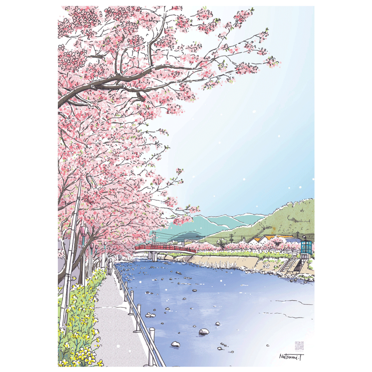 華やかな風景を贈る 桜の袋 Ft イラストレーター 土田 菜摘さん 紙単衣 Kamihitoe 水引アクセサリーと雑貨のお店