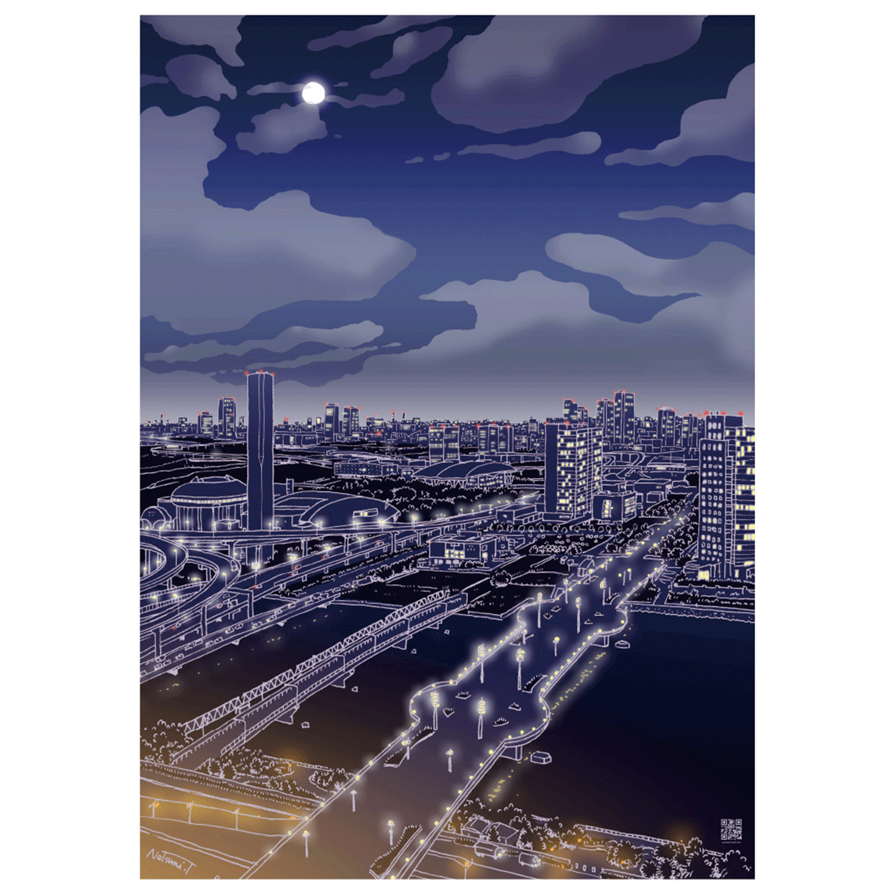 都心の夜景と月明かりを贈る 月夜の袋 Ft イラストレーター 土田 菜摘さん 紙単衣 Kamihitoe 水引アクセサリーと雑貨のお店