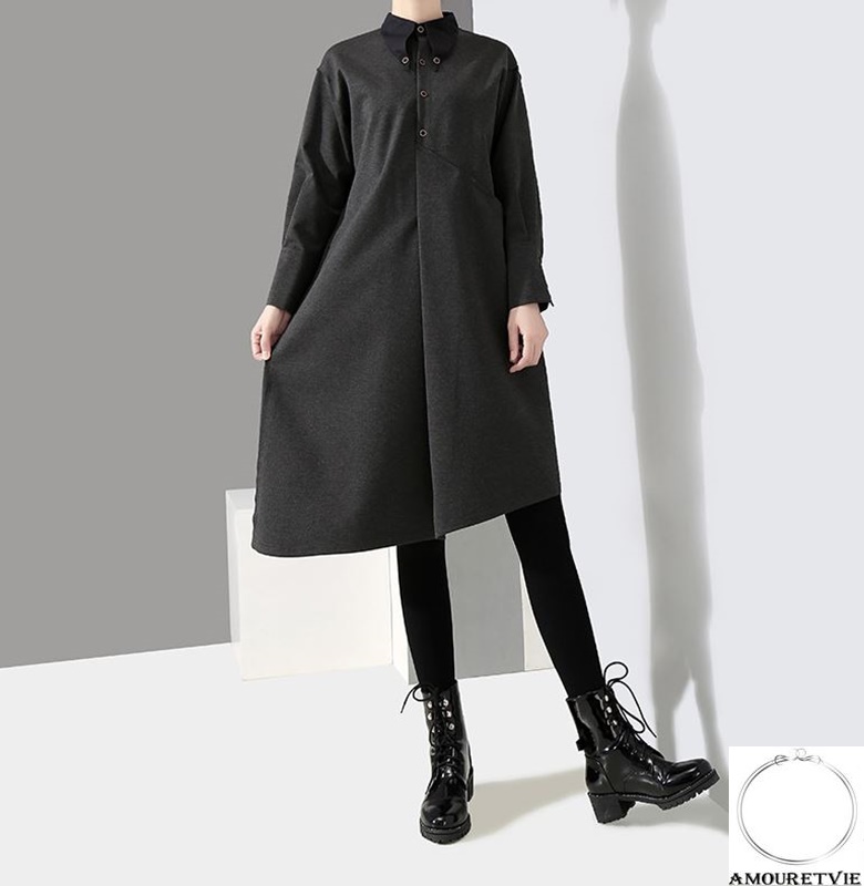 スタイリッシュなデザインで注目を集めちゃう クールなワンピースで冬を楽しめる一着 Amouretvie 韓国系 モード系 個性的ファッションの通販サイト