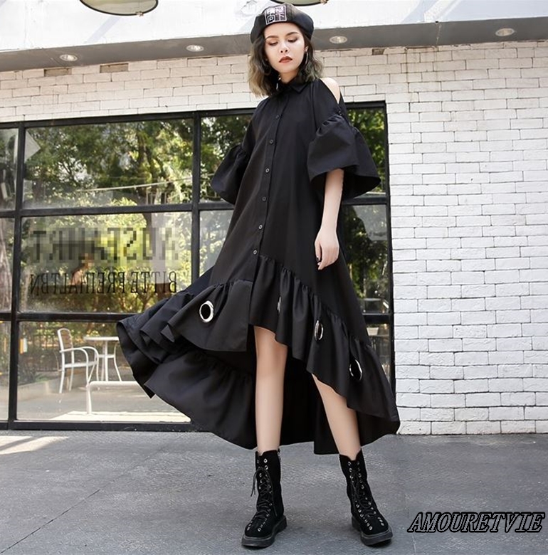 ヴィジュアル抜群のロックテイストワンピース 個性派のあなたにぴったりのクールな一着 Amouretvie 韓国系 モード系 個性的 ファッションの通販サイト
