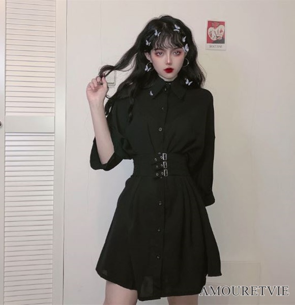 個性的なベルト付きの可愛いロングシャツ♪