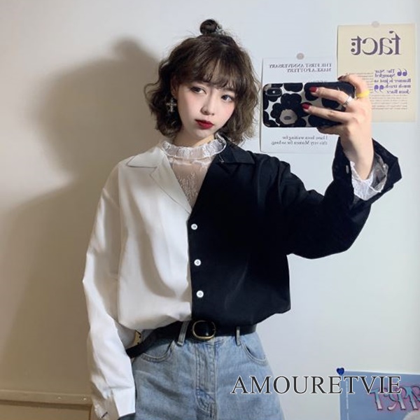 左右で違うカラーがそれぞれに個性をアピール♪手軽に着れて差をつける1枚☆