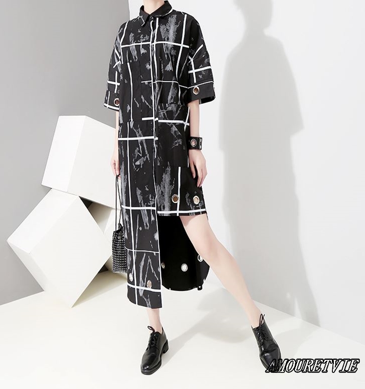 ロングシャツやワンピースとして活躍できる個性が光るオシャレな一着♪アシメデザインが違いを演出☆