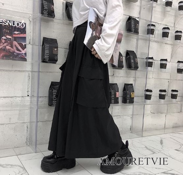 和を感じるモダンなワイドレッグパンツ☆男女兼用で自由なコーデが可能♪