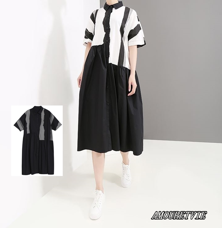 大きめの大胆なストライプが美しいワンピース！この春夏必見の一枚です♪