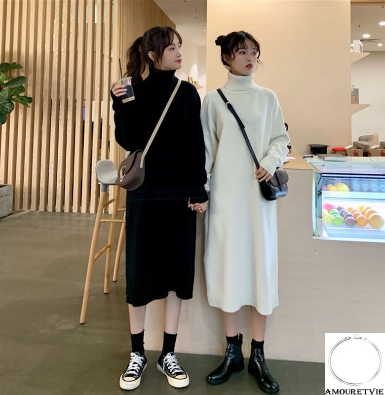 シンプルさが魅力のあったかワンピース☆お洒落なシルエットで可愛さワンランクアップ♪