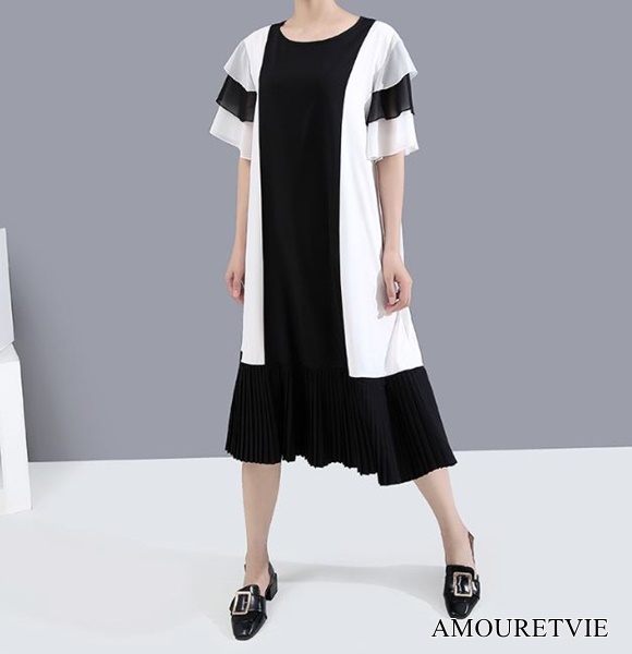モノトーン調の色合いが美しいワンピースで夏の爽やかなおしゃれを♪