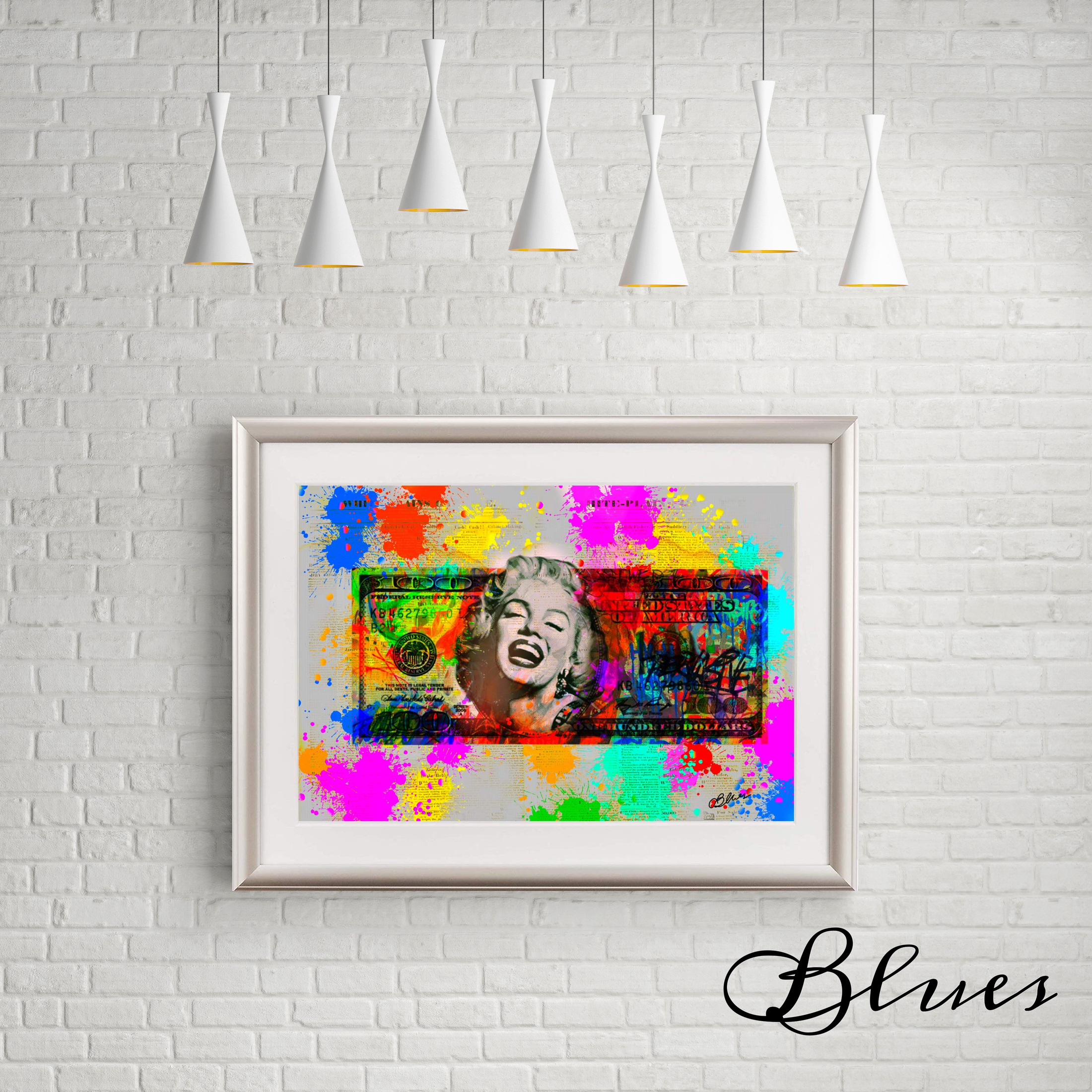 モンロー アメリカのドル札 ビビットカラーがとっても おしゃれなコラージュアート Make Sense Art Gallery