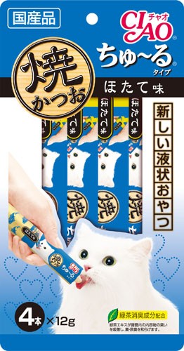 【猫用チュール】#32 焼かつお ほたて味 (14g4本)