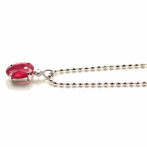 あめ玉のようなルビー0.5ct ラウンドカット ルビー 天然ダイヤモンド付き ペンダント ネックレス