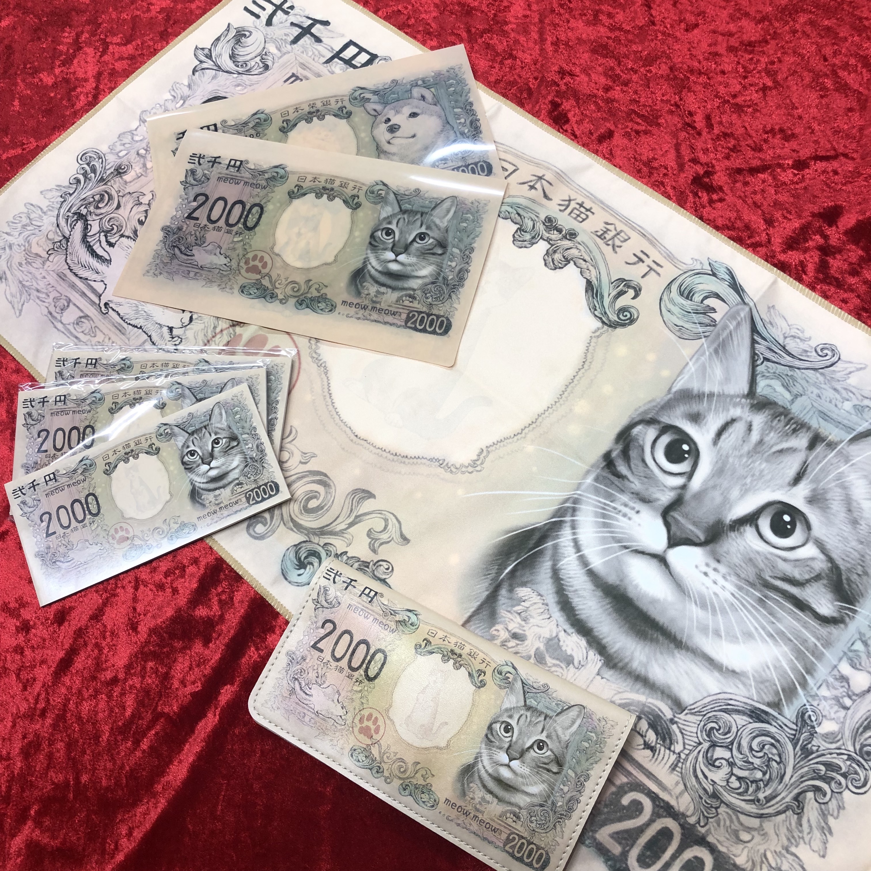 【 お財布に続きタオルも再生産決定！】大反響！猫のお札グッズ、お届け準備整いました。