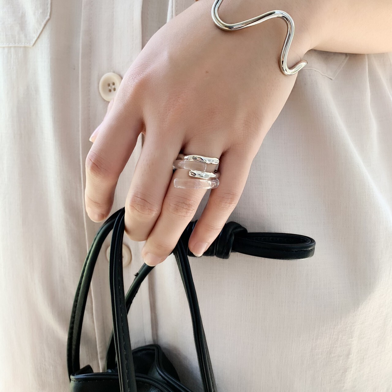 シーズンムード高まる異素材ミックスのデザインリング♪【2color ¥1,680】