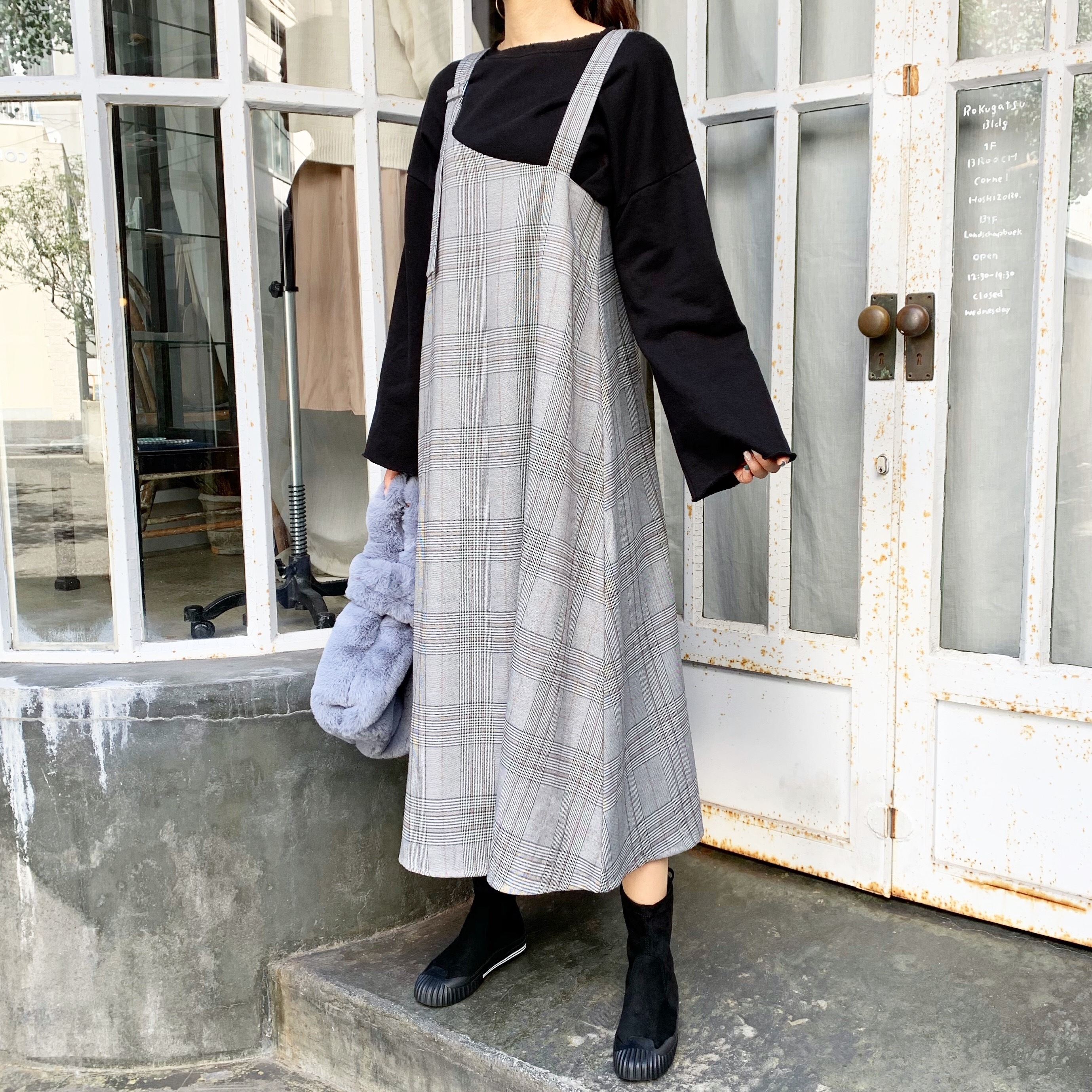 トレンドのアシンメトリージャンパースカート♪【4color ￥5,900】