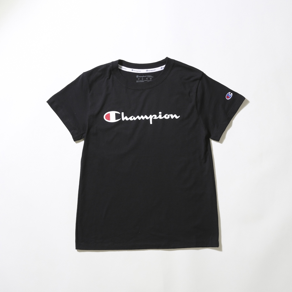 Champion/チャンピオン　レディース　Tシャツ　ブラック/ホワイト