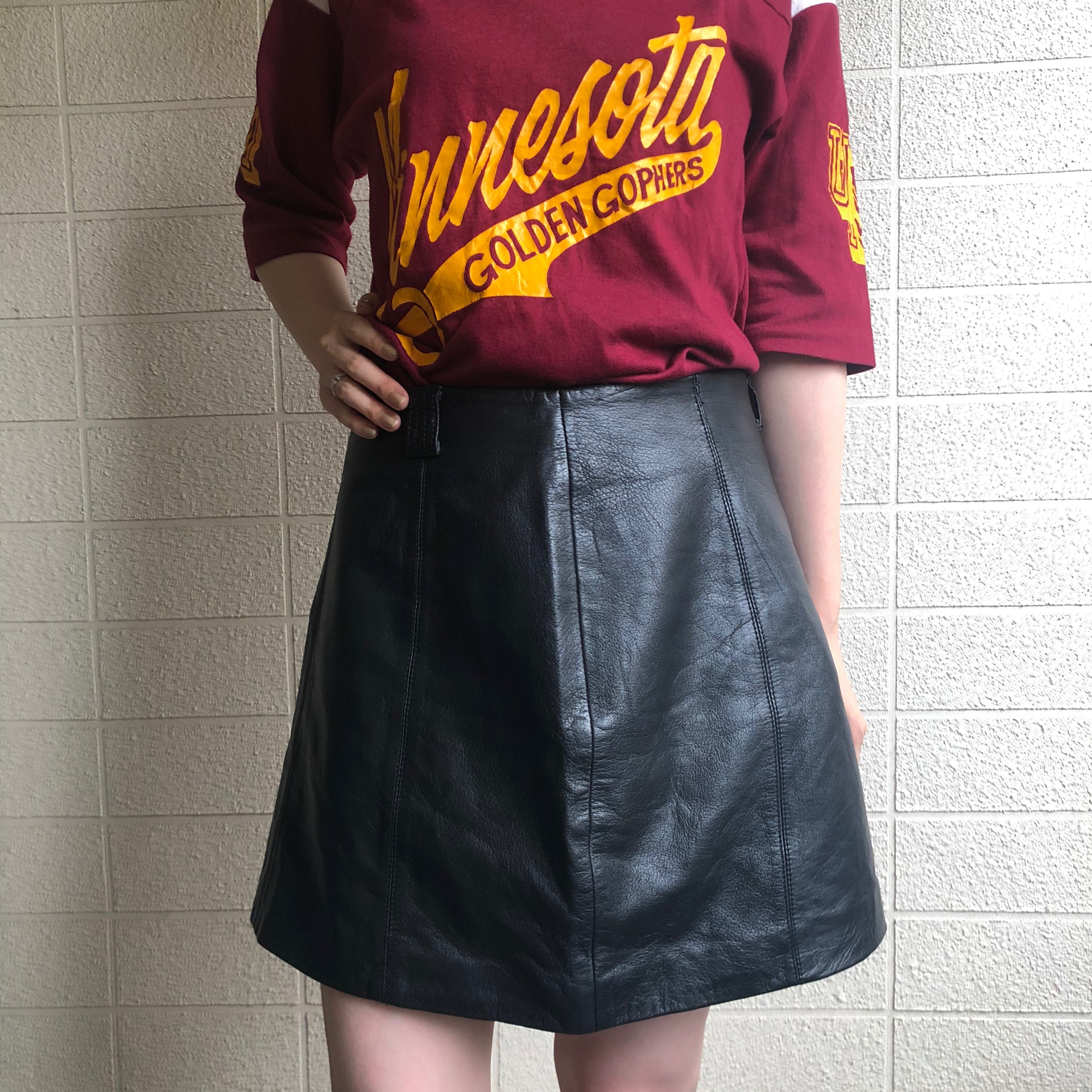 VINTAGE leather mini skirt ♡