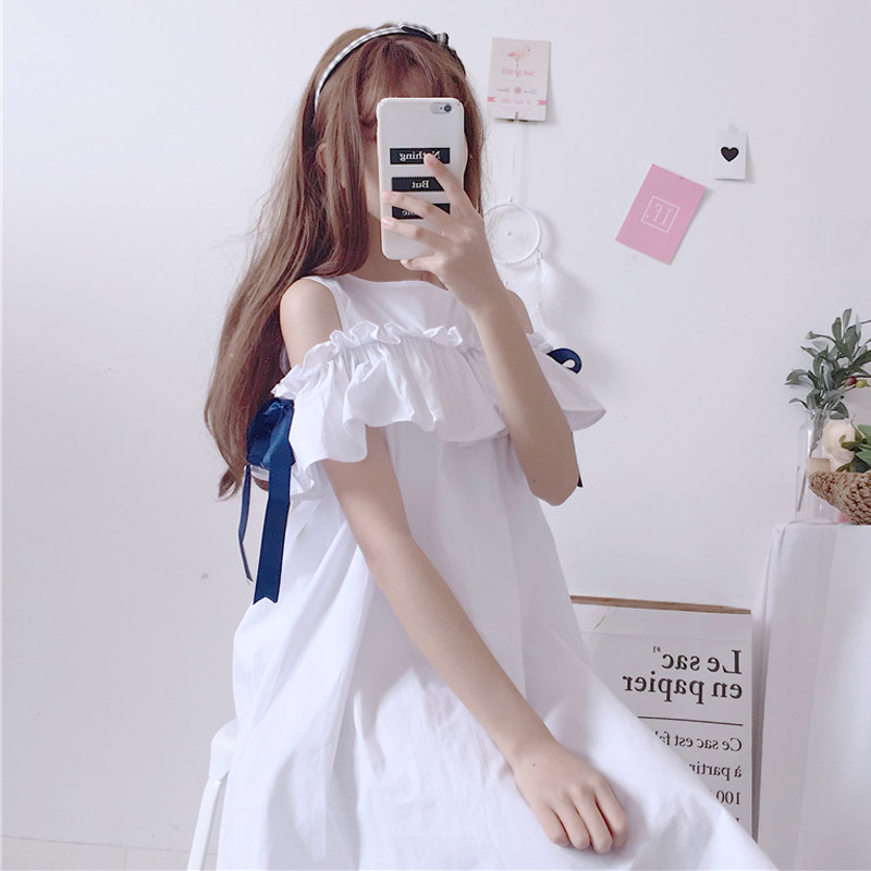 清新スウィート春夏 リボンバンド飾り 森ガールカジュアルワンピース Base Mag