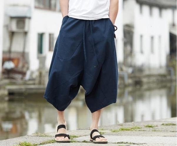 パンツ メンズ サルエルパンツ 七分丈パンツ カジュアルパンツ シンプル ウエストゴム ゆったり 薄 Base Mag