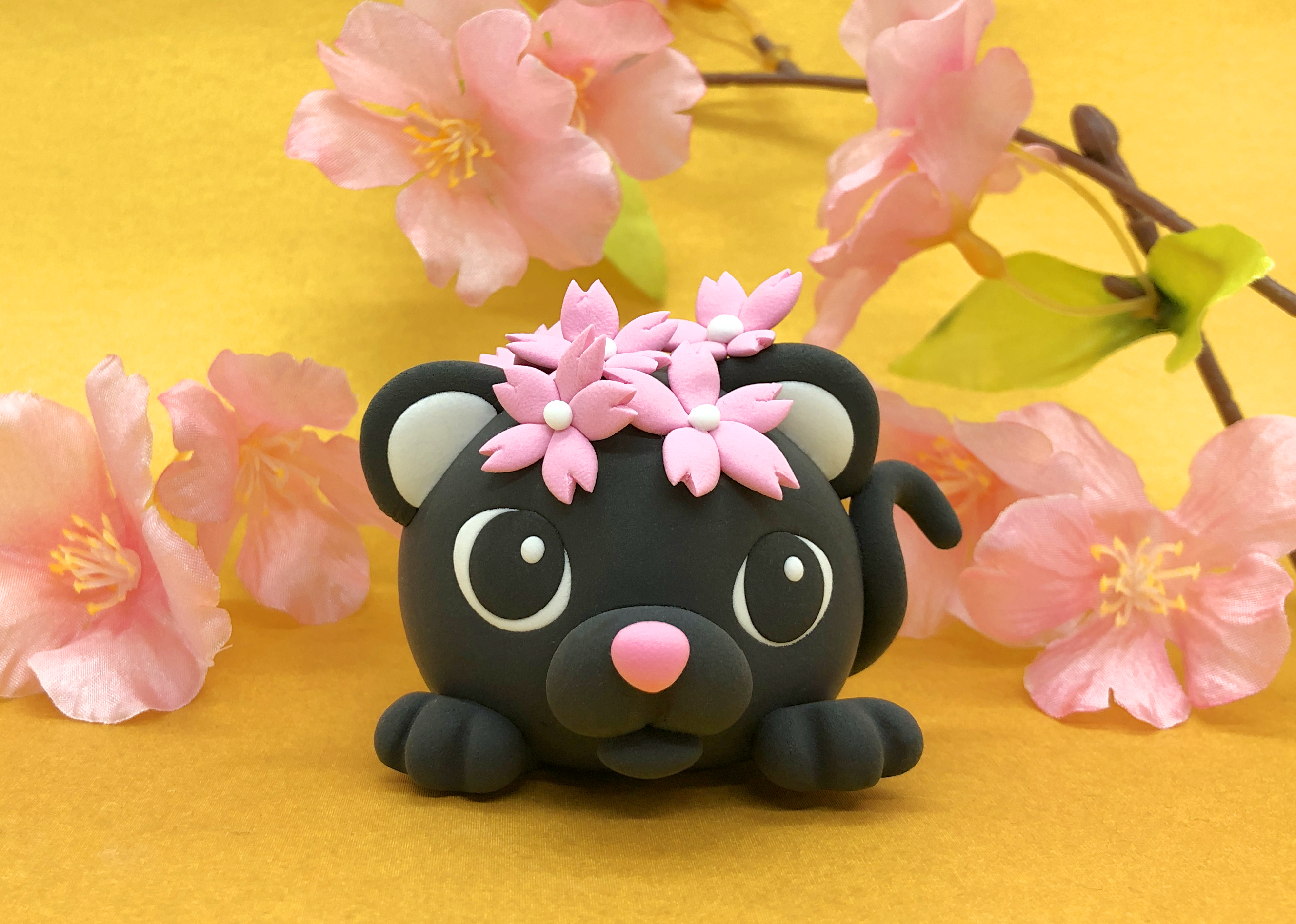 黒猫は本当は縁起が良いって知ってますか! 桜と一緒に作ってみましょう。