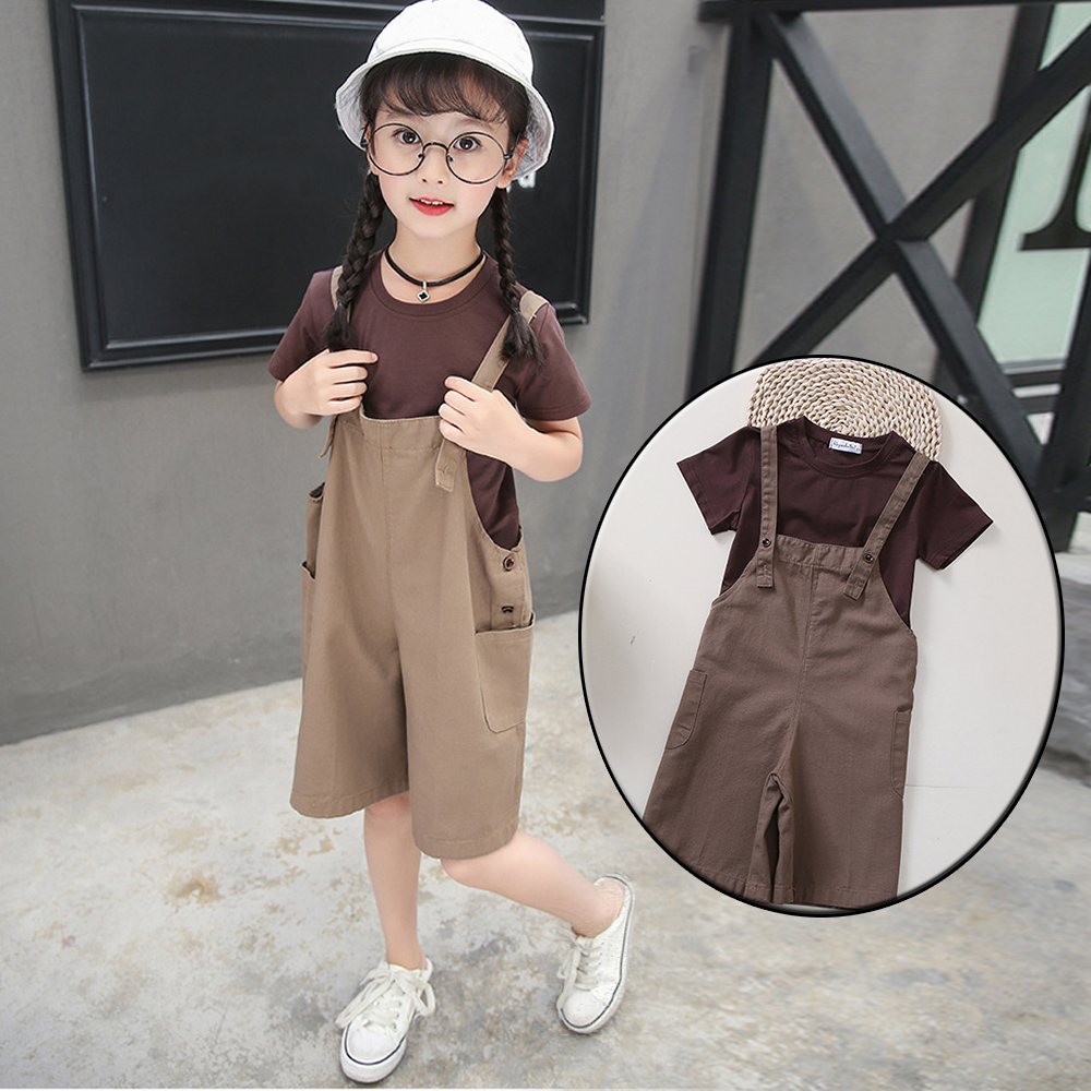 セットアップ キッズ 子どもオーバーオール 女の子 サロペット 半袖 ショート丈 パンツズボン