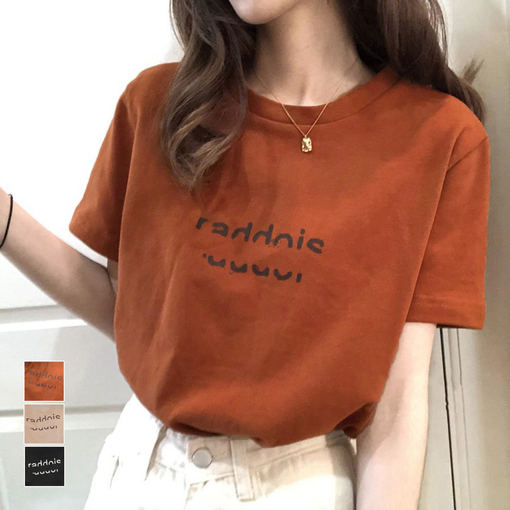 ロゴ ｔシャツ レディース 韓国 カットソー 半袖 カジュアル トップス 英字プリント