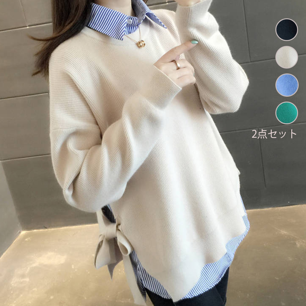 人気のリボンニットプルオーバー