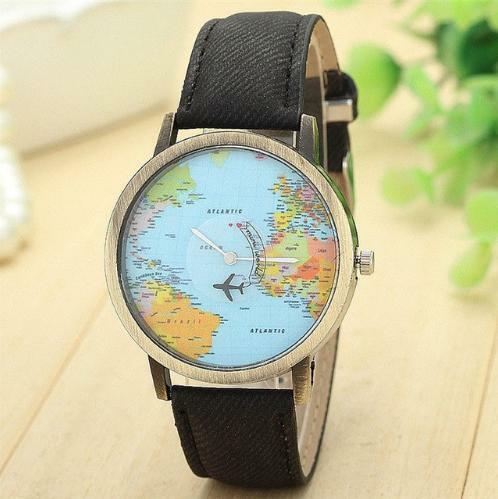 【ユニセックスなデザインが魅力的♪】  世界地図デザイン腕時計【ユニークなデザインで差をつけて♡】