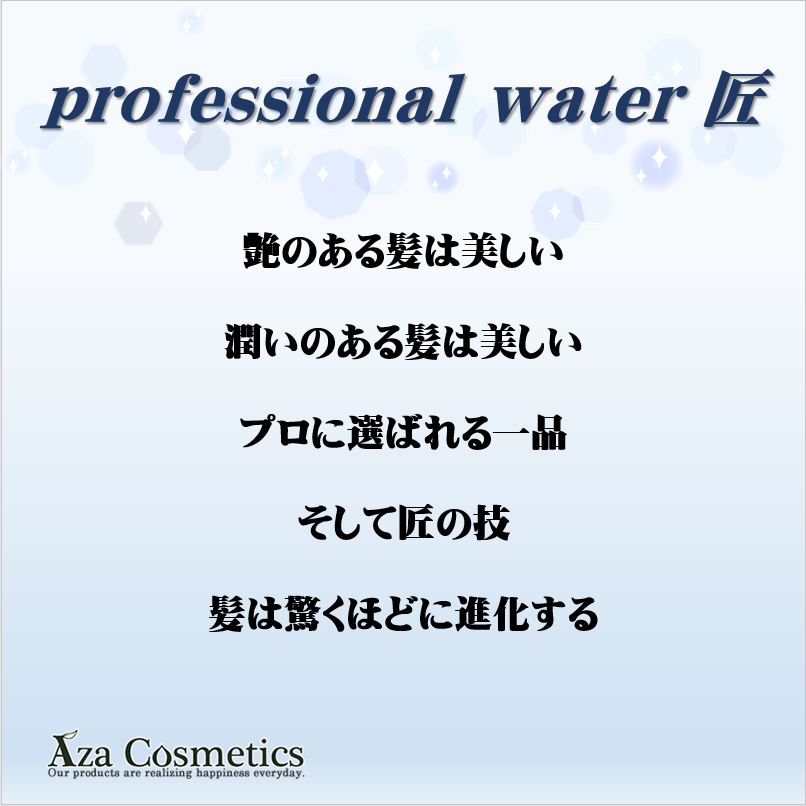 プロに選ばれる一品　そして匠の技　【 Professional Water 匠﻿ ﻿】　﻿ ﻿