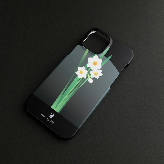 冷たい風に吹かれて凛と咲く、水仙のシックなiPhoneケース