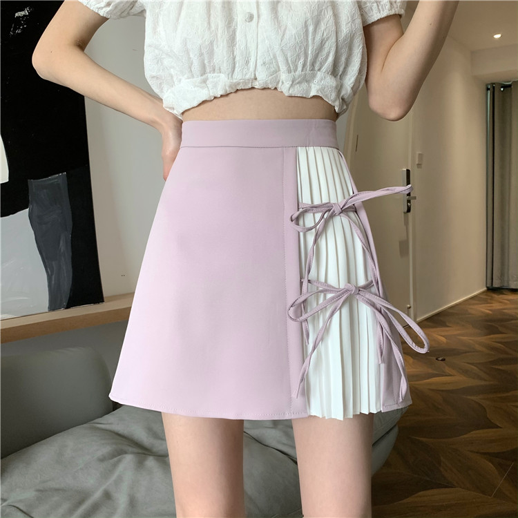 新作　韓国ファッション Aライン 短い ハイウエスト スリム バンディング プリーツ スカート