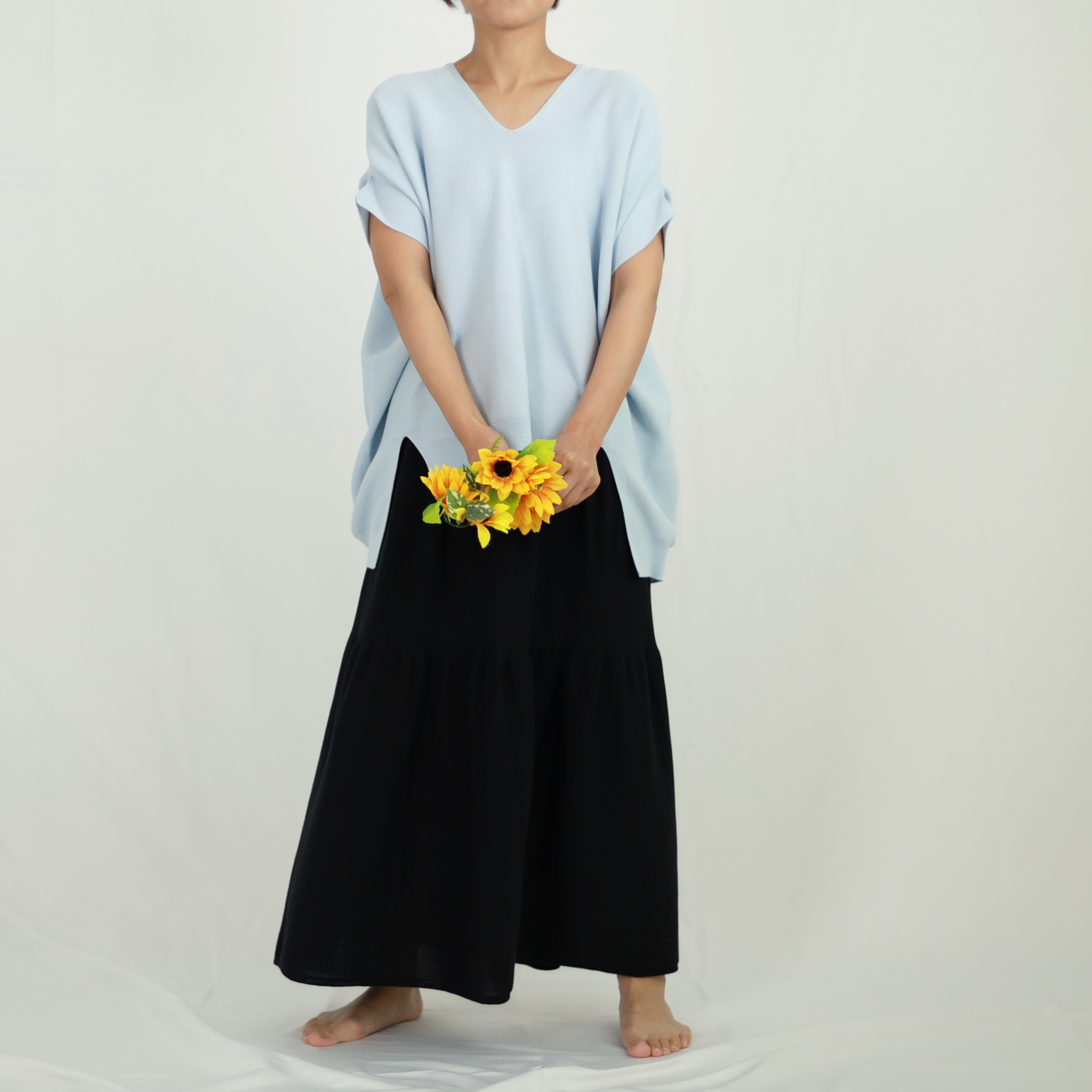日本製【ロングボリュームスカート】縫い目のない美しいシルエット。人気のティアードスカート！