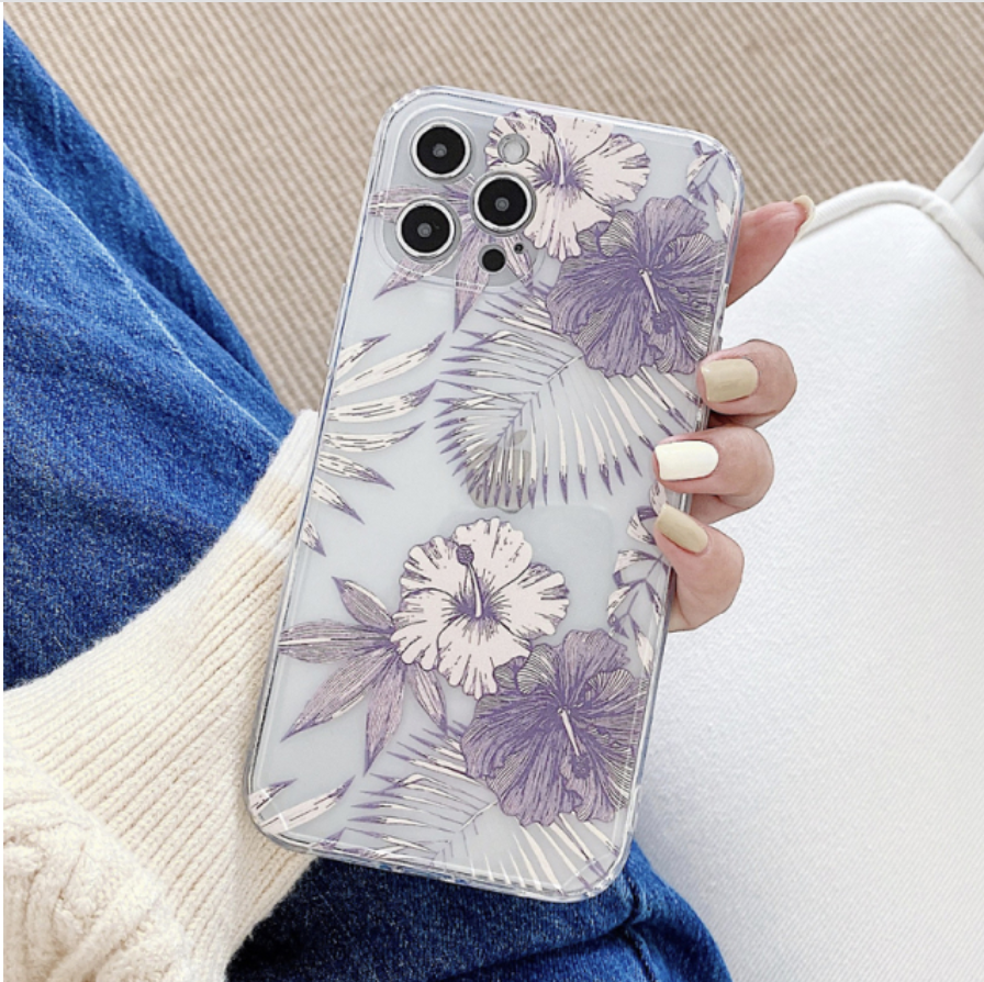 美しい紫陽花のようなパープル系お花模様♡  iphone12対応の新作スマホケース