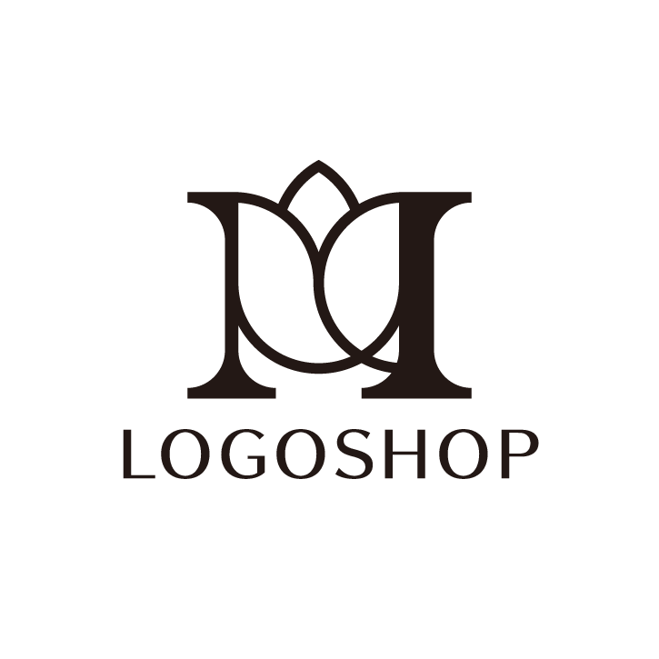 シンプルなロゴ アルファベットに花を添える 信頼されるために起業 開業にはロゴマークを持とう ロゴ販売 作成 ロゴショップ Logoshop