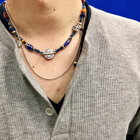 【No.231】神アクセ ポセイドン antique ロシアンブルー アラベスク カレンシルバー 