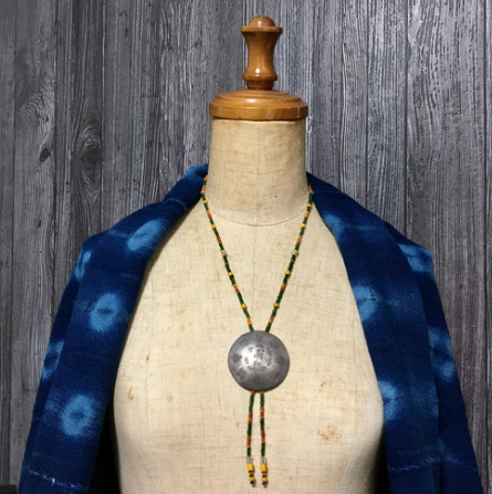 【No.207】カレンシルバーTOP antique シードビーズ ネックレス