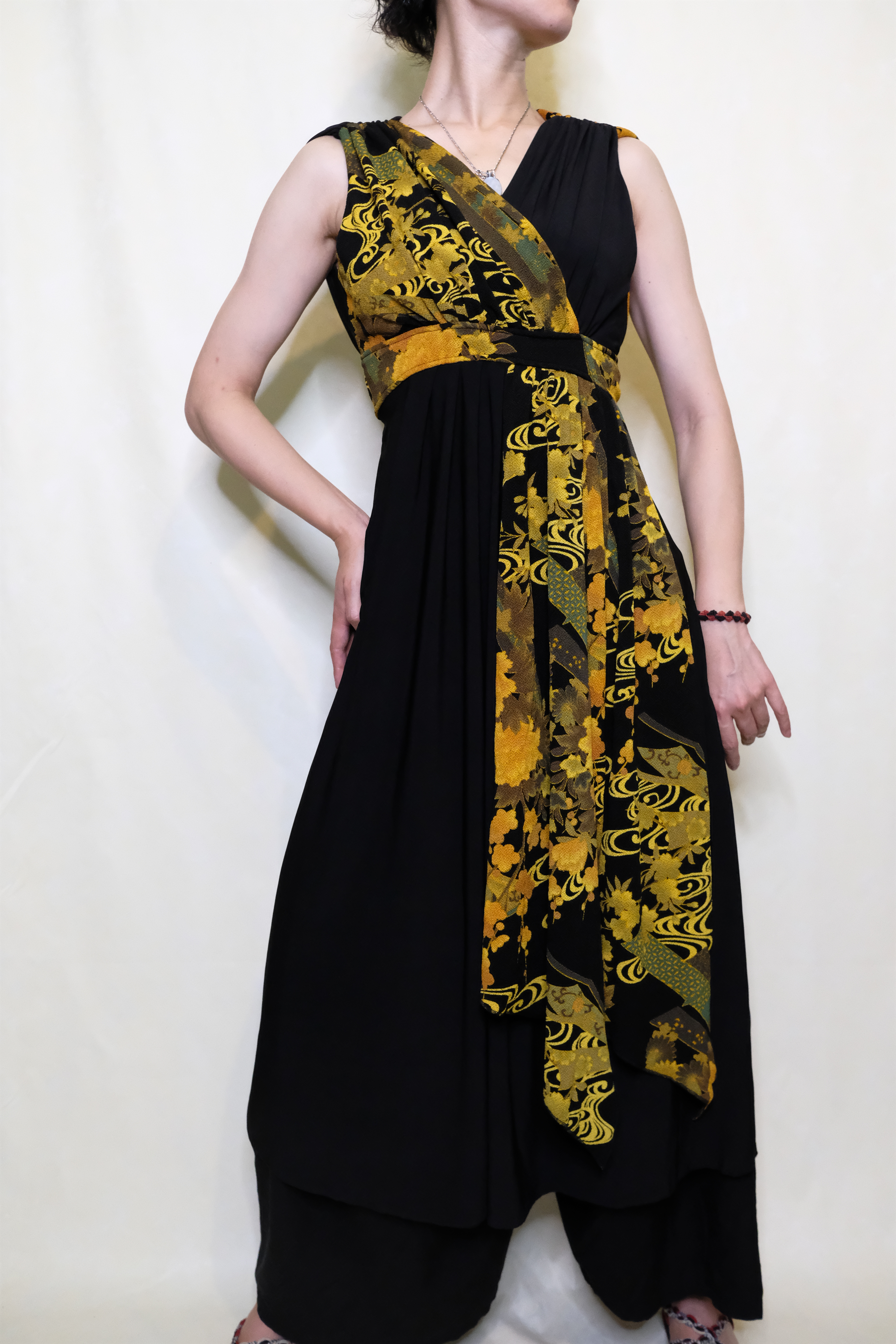 和柄カシュクールリボンワンピース Shanit