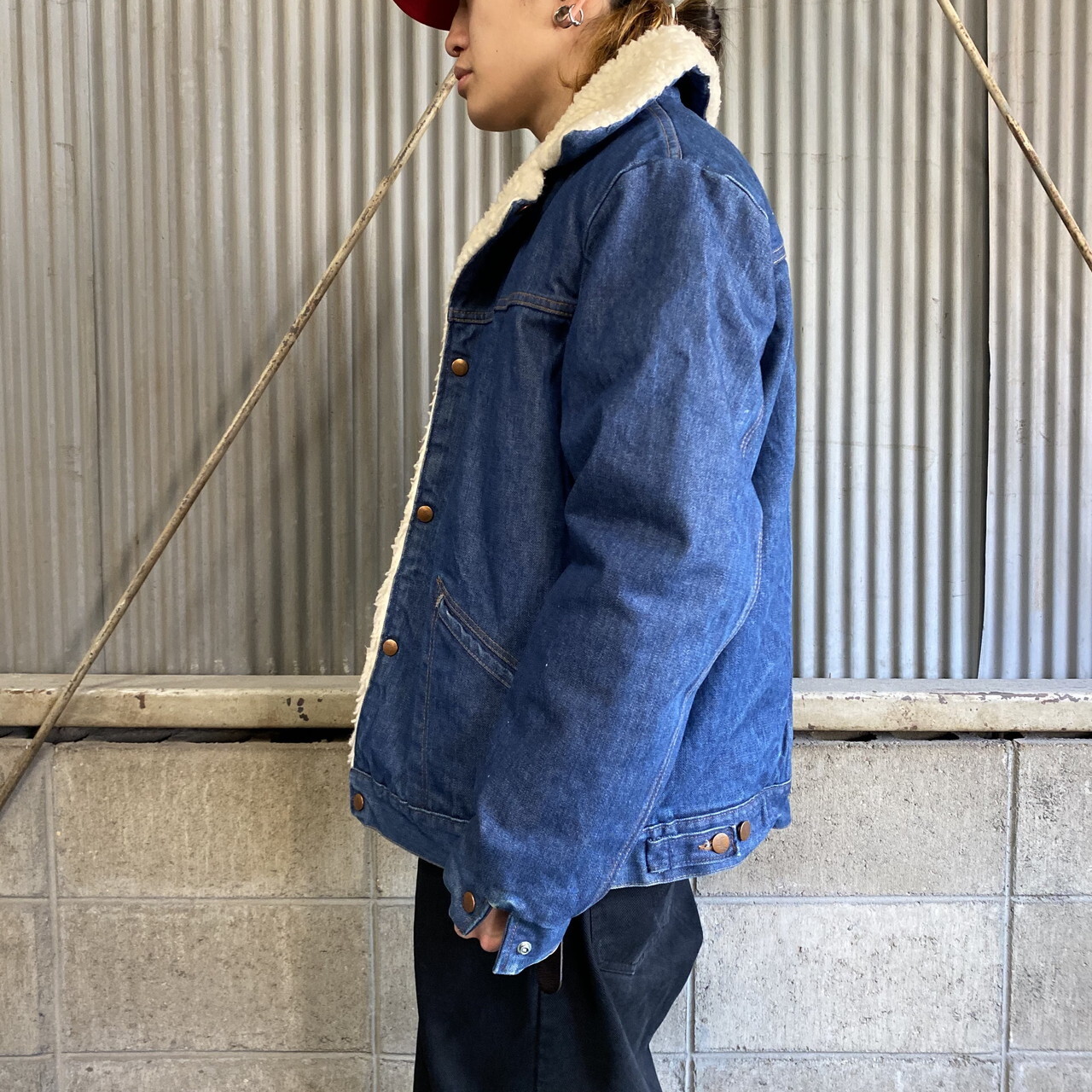 70年代 ビンテージ ラングラー デニムボアジャケット メンズl 古着 ランチコート Gジャン Wrangler 70s ヴィンテージ デニムジャケット All15 Cave 古着屋 公式 古着通販サイト