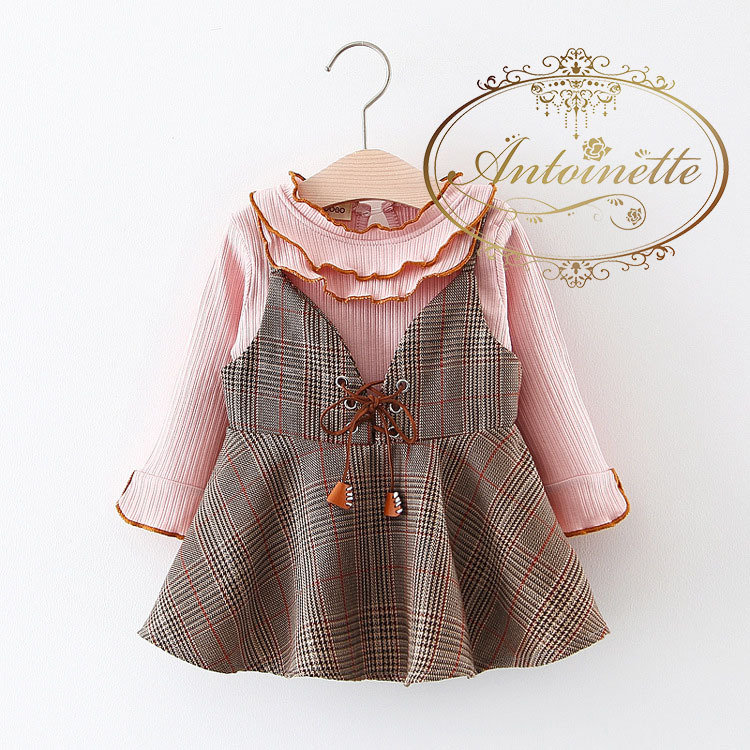 2色展開 ピンク ホワイト 赤ちゃん 春服 春物 女の子 ワンピース トップス 70 80 90 Baby ベビーファッション Antoinette