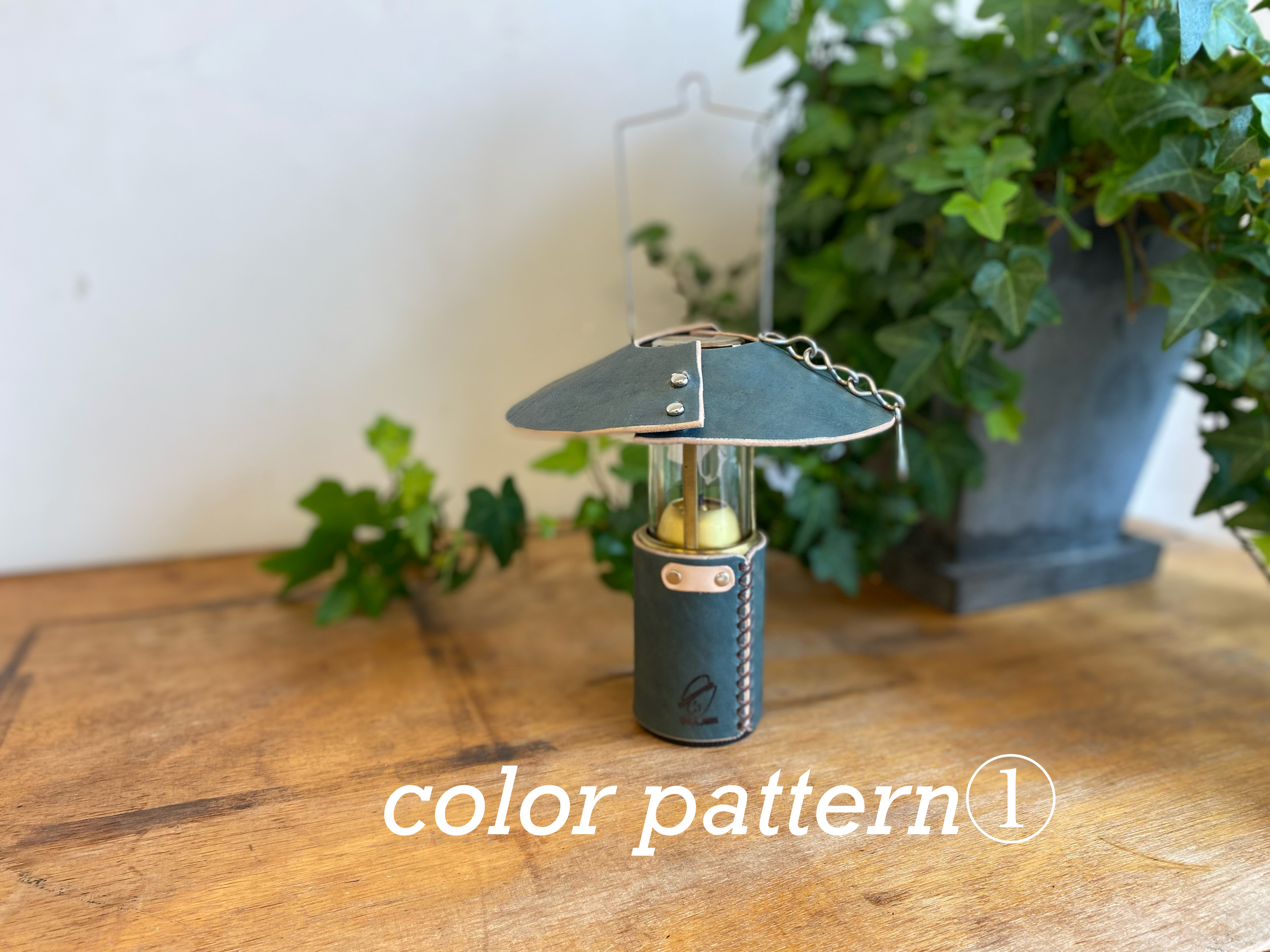 Ucoランタン カバーと傘 New Design Color Japanblue 藍染めレザー Okajirii