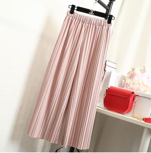 ワイドパンツ スカーチョ ガウチョパンツ プリーツ ピンク Cosmo Store