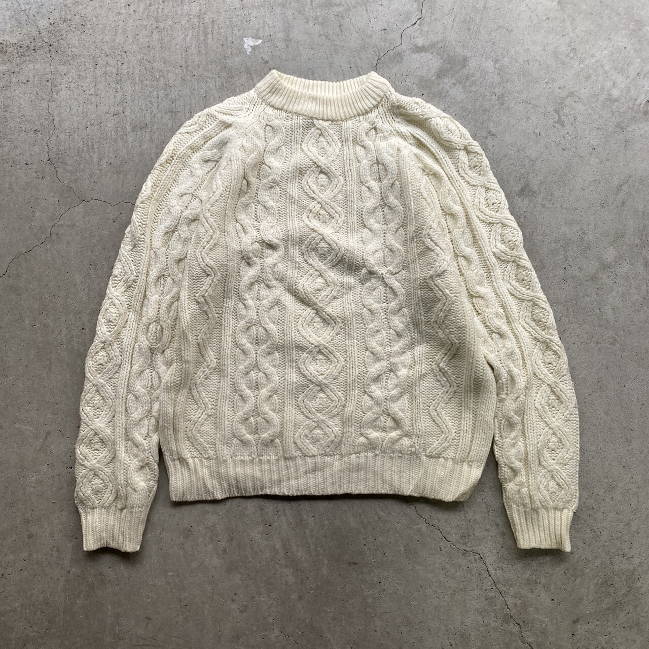 70年代 ビンテージ Sears Kings Road Shop シアーズ アクリルニットセーター ケーブルニット メンズl レディース 古着 70s ヴィンテージ ナチュラルカラー 生成り ホワイト 白 ニットセーター Sa50 Al Cave 古着屋 公式 古着通販サイト